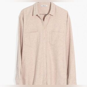 Madewell Flannel Faded Pink (almost neutral) button down WITH POCKETS